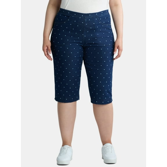 Just My Size Women's Plus Size Pull On 2 Pocket Stretch Capri, Sizes 0X-4X