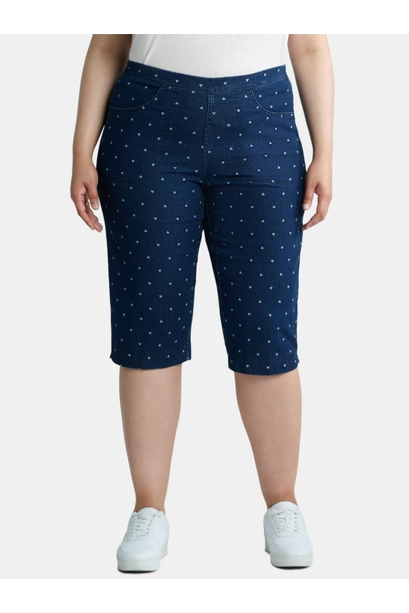 Women's Plus Size Pull On 2 Pocket Stretch Capri, Sizes 0X-4X
