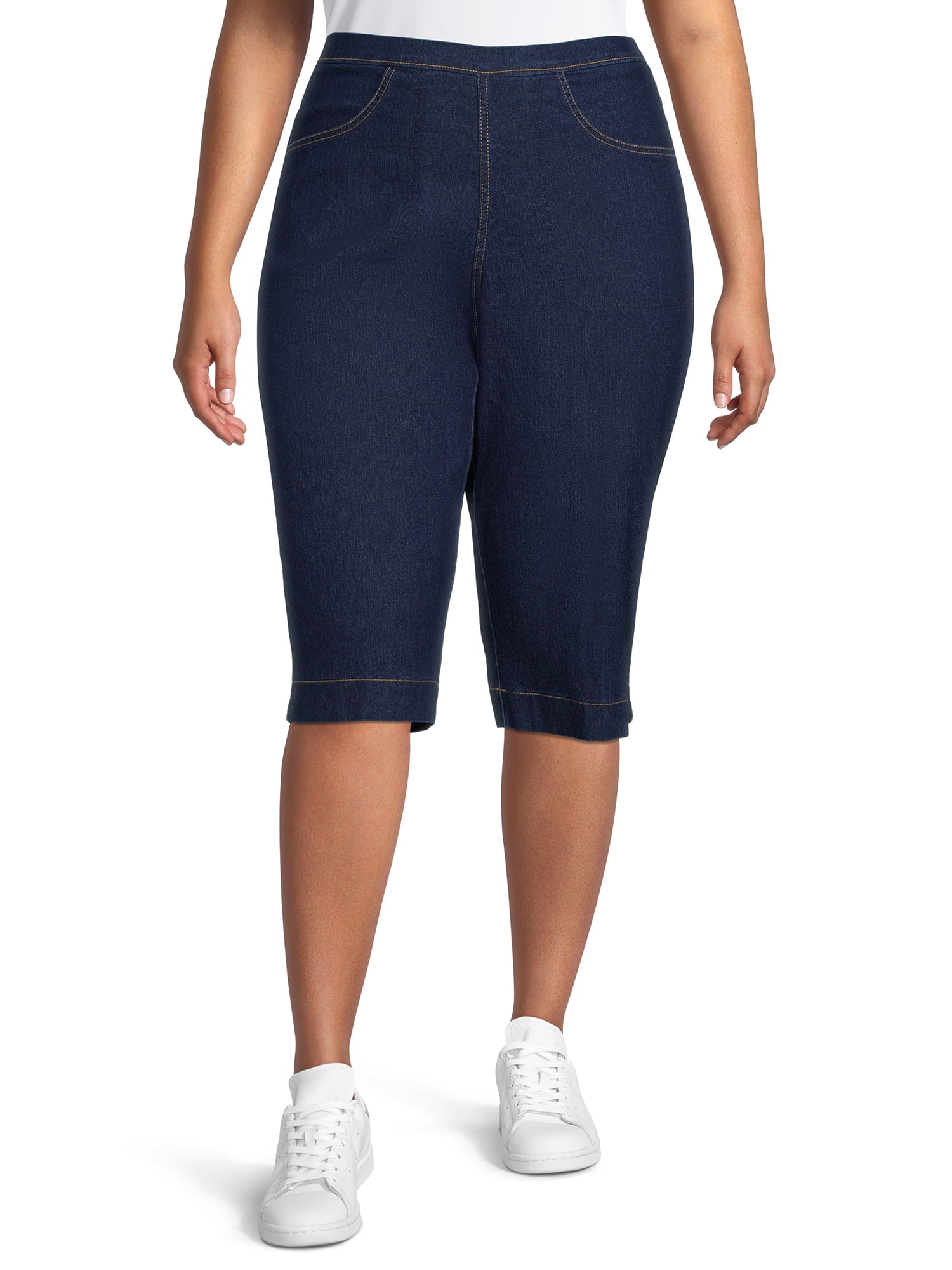 JMS Just My Size by Hanes Women's Plus Size Pull On 2 Pocket Stretch Capri, Sizes 0X-4X