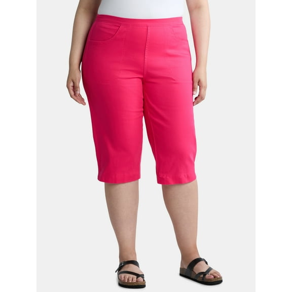 JMS Just My Size by Hanes Women's Plus Size Pull On 2 Pocket Stretch Capri, Sizes 0X-4X