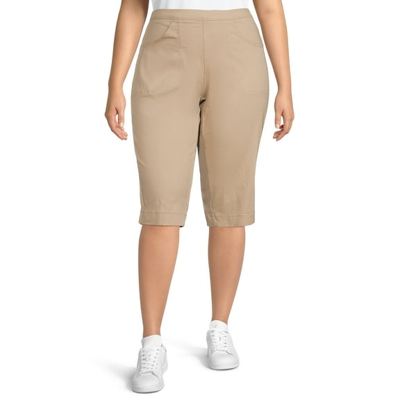 JMS Just My Size by Hanes Women's Plus Size Pull On 2 Pocket Stretch Capri, Sizes 0X-4X