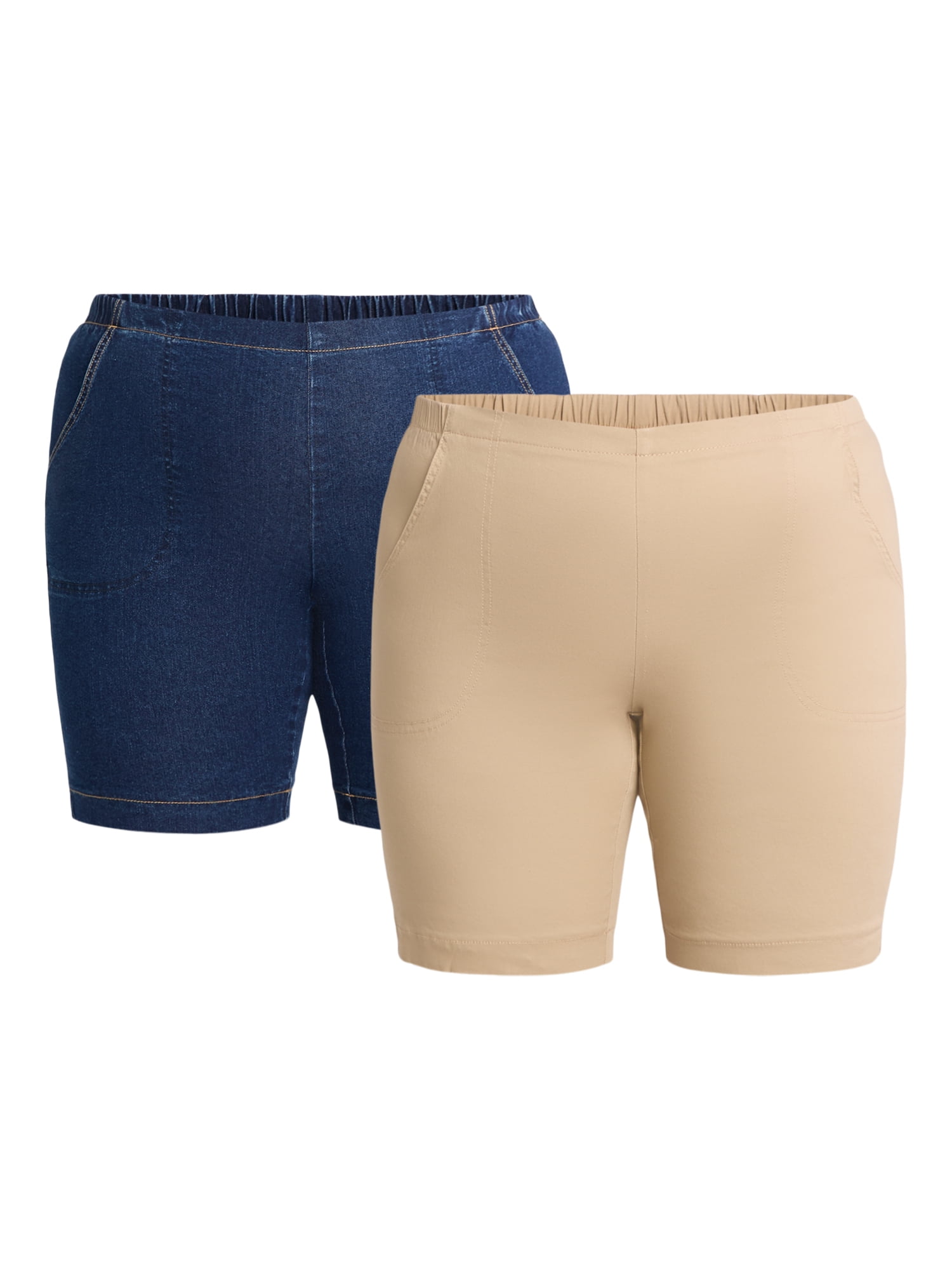 Just My Size Women's Plus Size 2 Pocket Stretch Shorts, 2 Just My Size Women's Plus Size 2 Pocket Stretch Shorts, 2