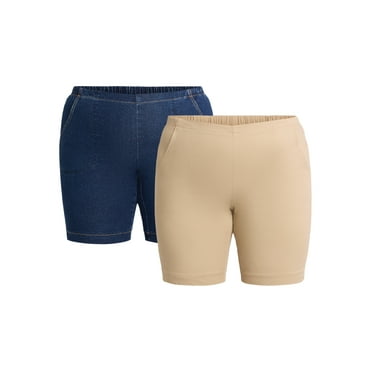 JMS Just My Size by Hanes Women's Plus Size Pull On Shorts with Pockets, Single and 2-Pack, 9” Inseam, Sizes 0X-4X