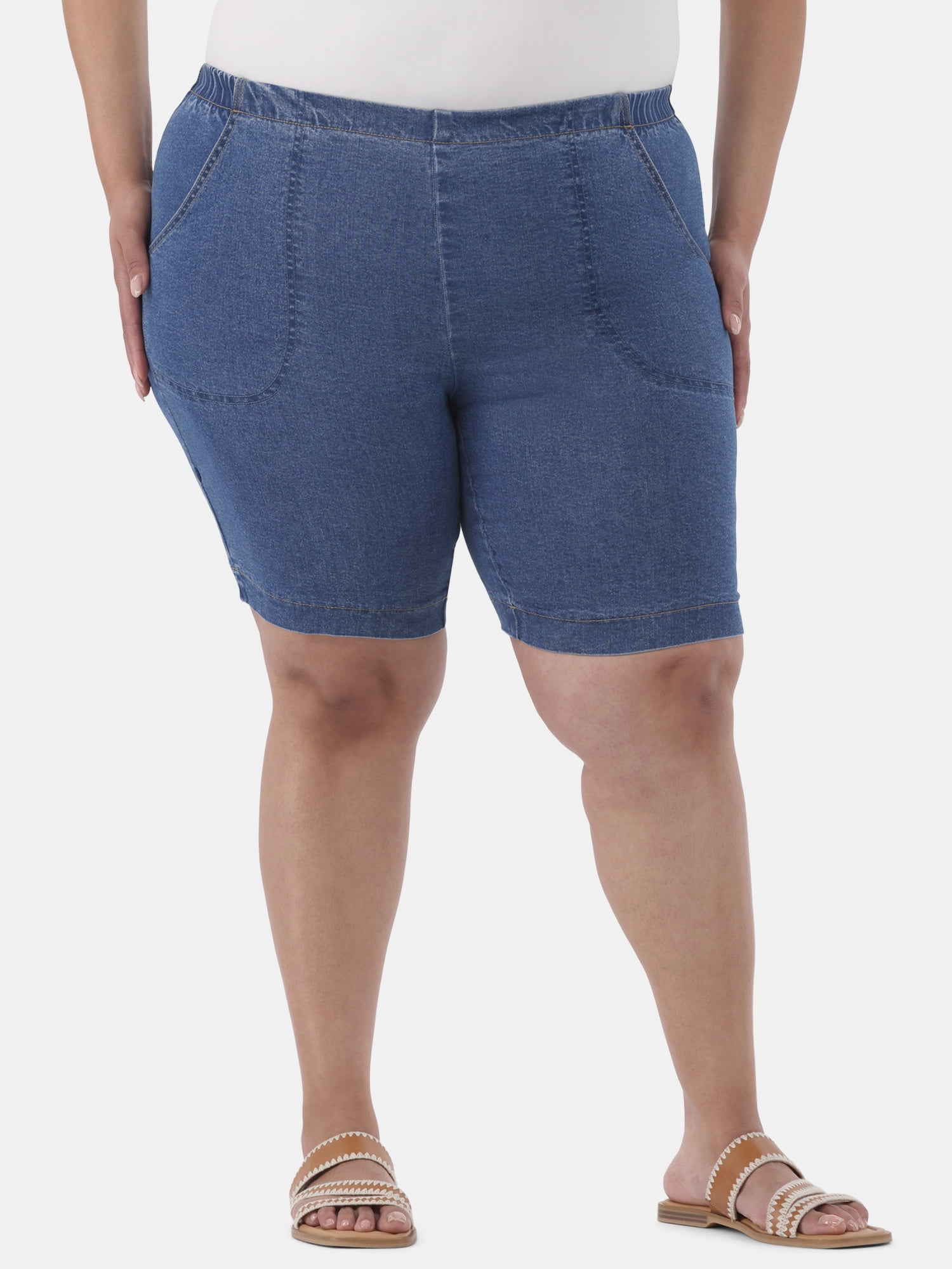 JMS Just My Size by Hanes Women's Plus Size Pull On Shorts with Pockets