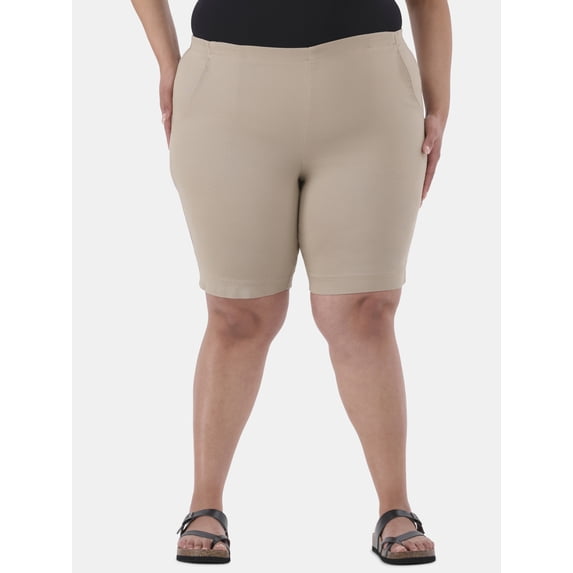 JMS Just My Size by Hanes Women's Plus Size Pull On Shorts with Pockets, Single and 2-Pack, 9” Inseam, Sizes 0X-4X