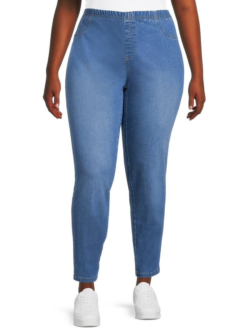 Just My Size Women's Plus Size Stretch Denim Jeggings with Elastic