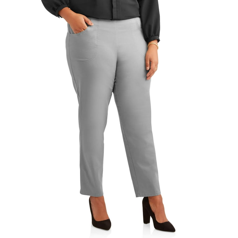 Just My Size Women's Plus Size Pull-On Stretch Woven Pants, Also