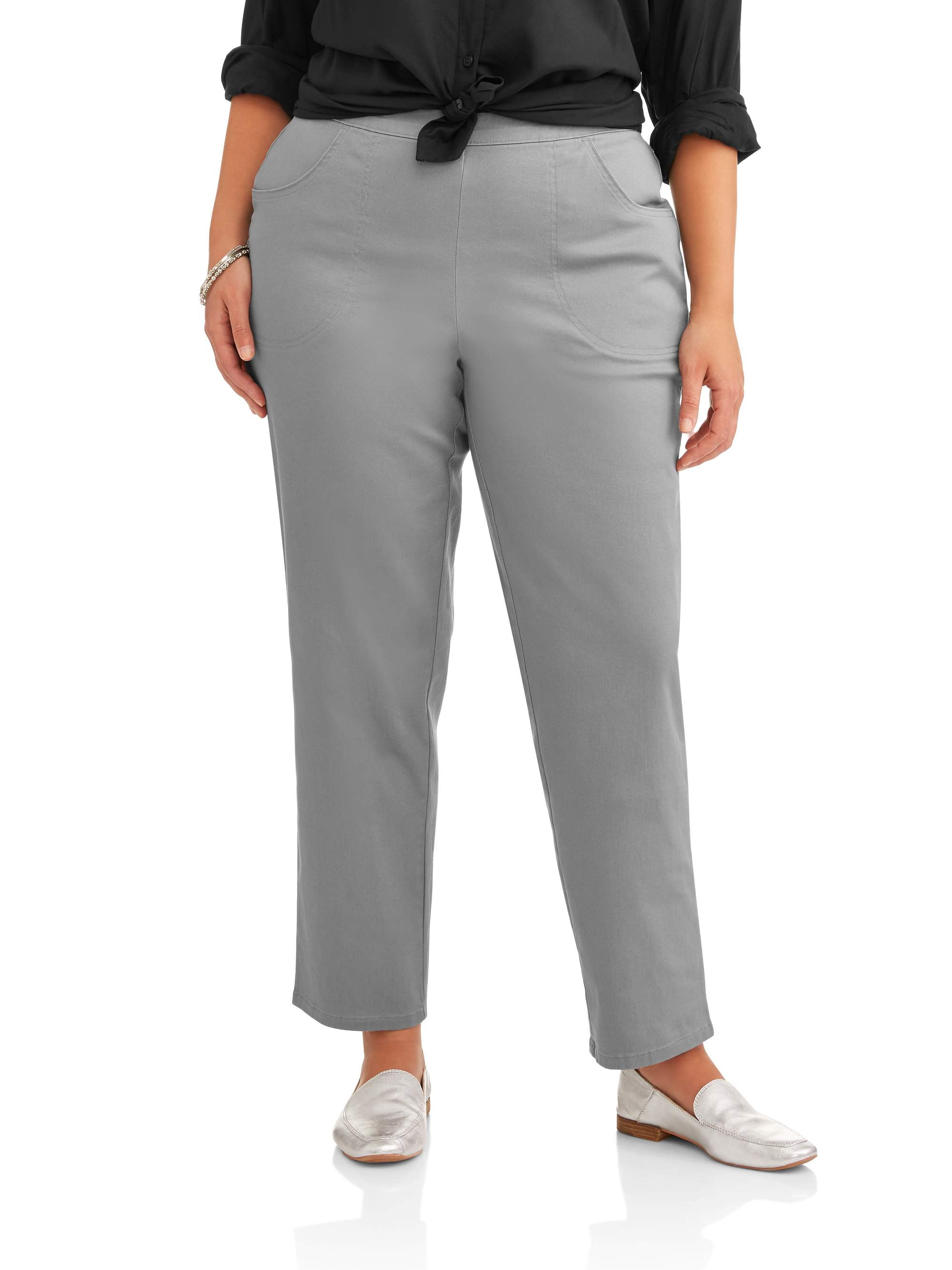 Just My Size Women's Plus Size Pull on Stretch Denim&twill Pants,Also in  Petite