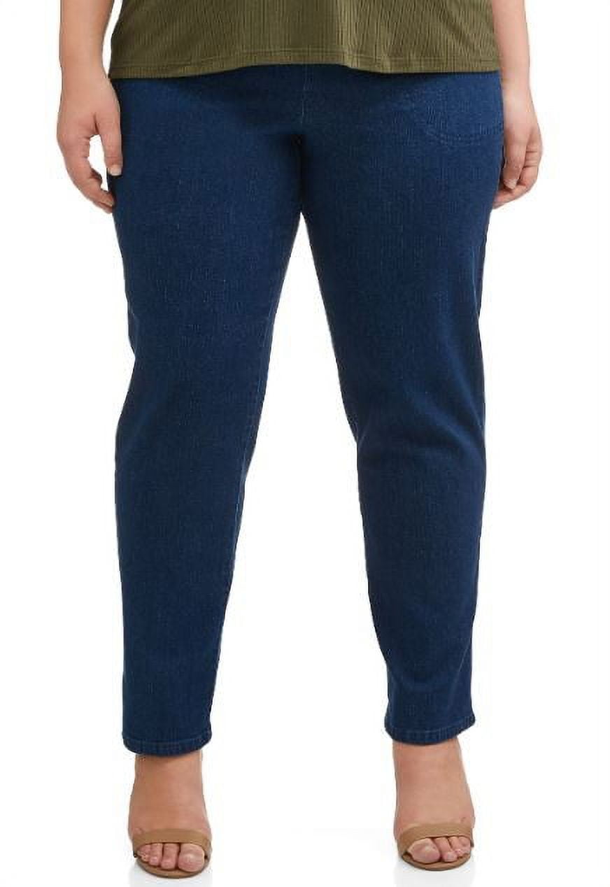 Just My Size Women's Plus Size Pull on 2-Pocket Stretch Woven Pants, Also in Petite