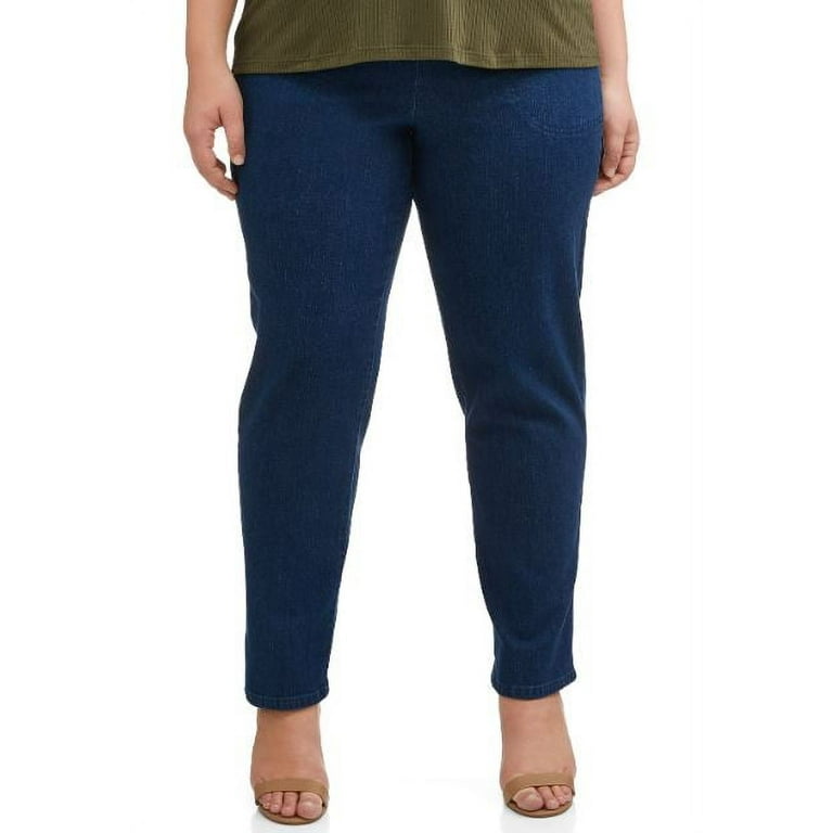 Just My Size Women's Plus Size Pull on 2-Pocket Stretch Woven Pants, Also  in Petite