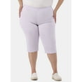 thumbnail image 1 of JMS Just My Size by Hanes Women's Plus Size Pull on Bling Tab Capri Pants, Sizes 0X-4X, 1 of 5