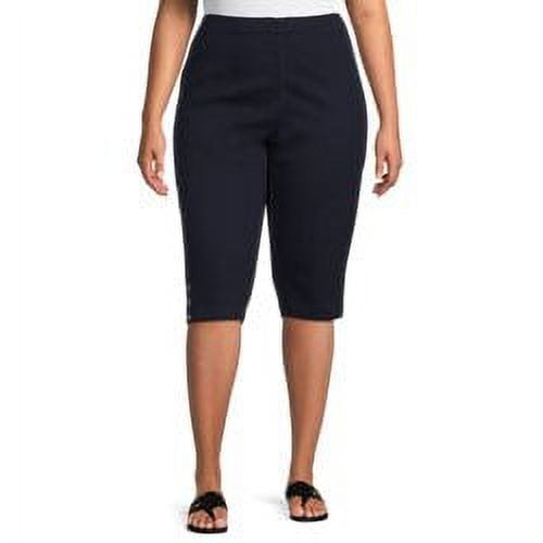 Just My Size Women s Plus Size Pull on Bling Tab Capri