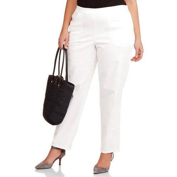 Just My Size Women's Plus Size Pull on Stretch Woven Pants, Also in Petite