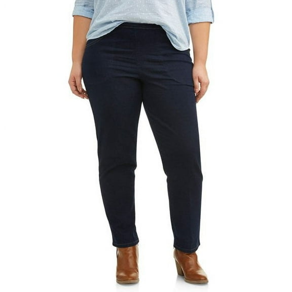 Just My Size Women's Plus Size Pull on Stretch Woven Pants, Also in Petite
