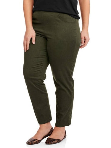 Just My Size Women's Plus Size Pull on Stretch Woven Pants, Also in ...