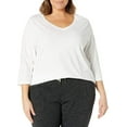 thumbnail image 1 of Just My Size Women's Plus Size Quarter Sleeve Flowy V-Neck T-Shirt, 1 of 2