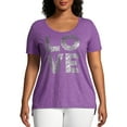 thumbnail image 1 of Just My Size Women's Plus Size Scoopneck Short Sleeve Graphic Tunic T-Shirt, 1 of 5