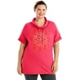thumbnail image 1 of Just My Size Women's Plus Size Short Sleeve French Terry Graphic Cowlneck Tunic, 1 of 2