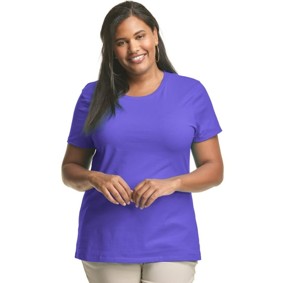 Hanes Just My Size Women’s Cotton Crewneck T-Shirt (Plus ) Petal Purple 1X