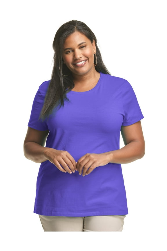 Hanes Just My Size Women’s Cotton Crewneck T-Shirt (Plus ) Petal Purple 2X