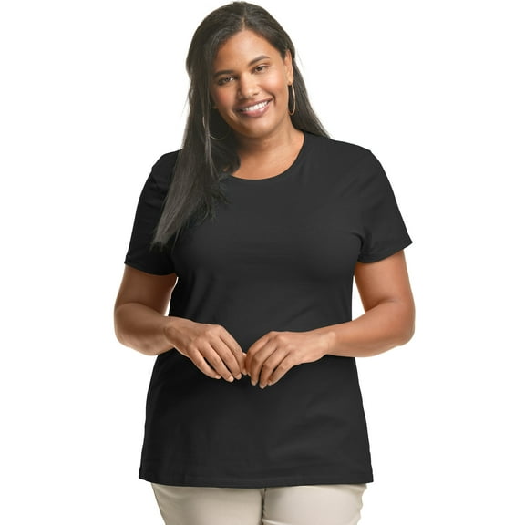 Hanes Just My Size Women’s Cotton Crewneck T-Shirt (Plus ) Black 5X