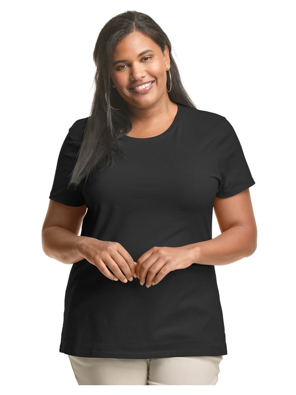 Just My Size Women’s Cotton Crewneck T-Shirt (Plus ) Black 3X