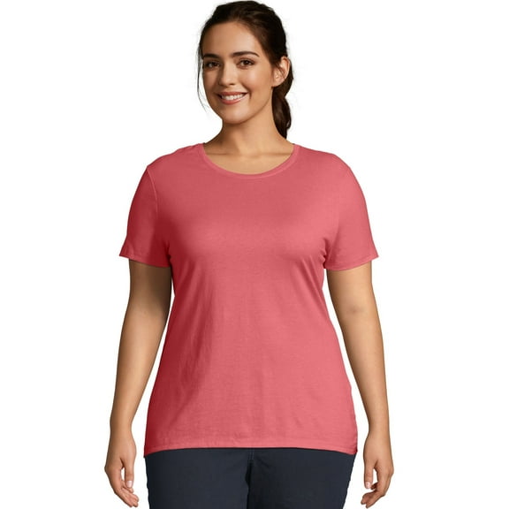 Hanes Just My Size Women’s Cotton Crewneck T-Shirt (Plus ) Briny Pink 1X