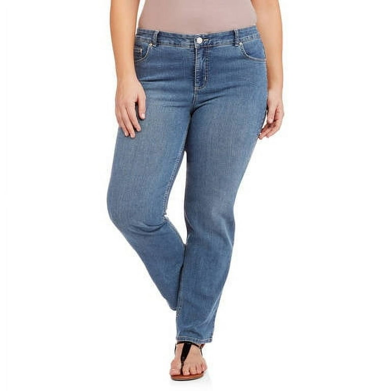Just My Size Women s Plus Size Slimming Classic Fit Straight Leg Jeans With Tummy Control Regular and Petite Lengths Walmart