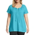 thumbnail image 1 of Just My Size Women's Plus-Size Slub Crochet Trim Tunic with Tie, 1 of 5