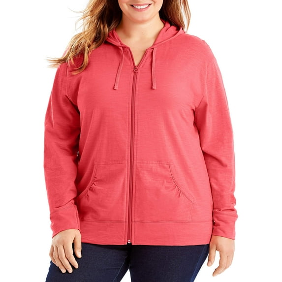 Hanes Women's Athleisure Slub Jersey Full-Zip Hoodie, Sizes S-XXL
