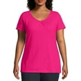 thumbnail image 1 of Just My Size Women's Plus Size Slub Shirred V-Neck, 1 of 5