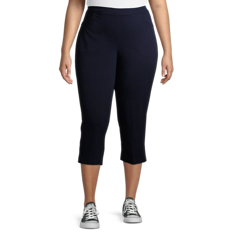 Just My Size Women's Plus Size Snap Hem Pull-On Crop Pant 