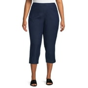Just My Size Women's Plus Snap Hem Pull On Cropped Pants, 23" Inseam, Sizes 0X-4X
