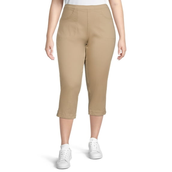 JMS Just My Size by Hanes Women's Plus Snap Hem Pull On Cropped Pants, 23" Inseam, Sizes 0X-4X