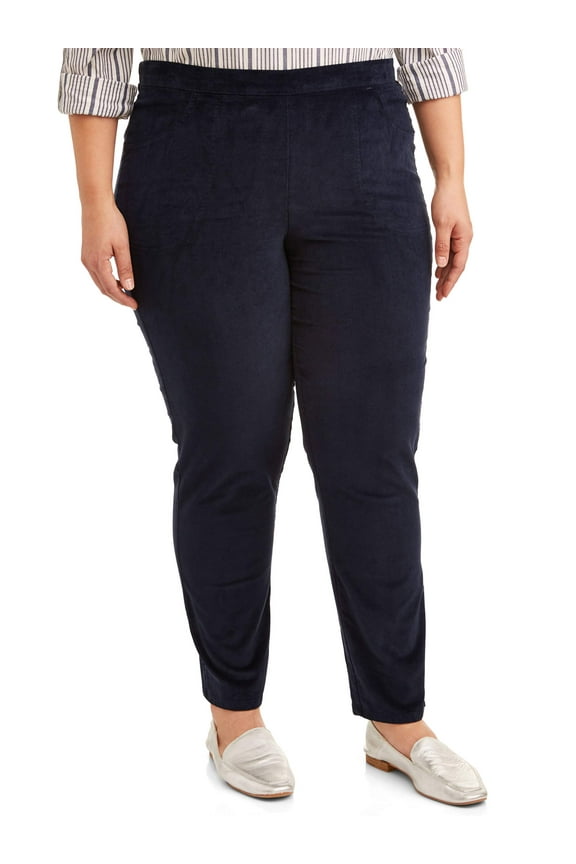 Women's Plus Size Stretch Corduroy 2 Pocket Pants, Available in Regular and Petite Lengths