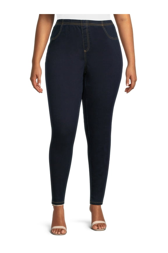 JMS Just My Size by Hanes Women's Plus Size Pull-On Stretch Jeggings, Sizes 0X-4X, Regular and Petite