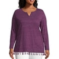 thumbnail image 1 of Just My Size Women's Plus Size Tassel Trim Top, 1 of 5