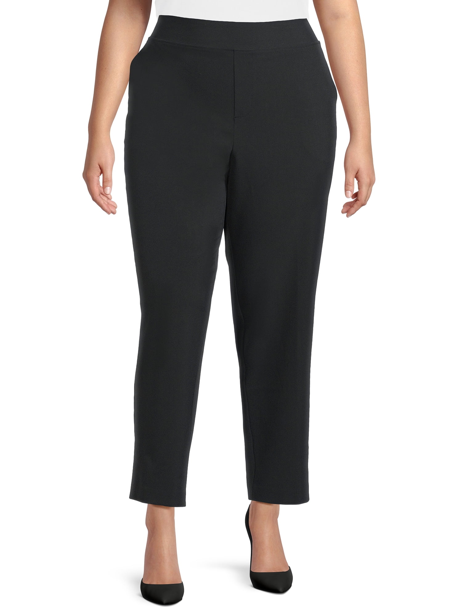 Just My Size Women's Plus Size Tummy Control Pull-On Dress Pants ...