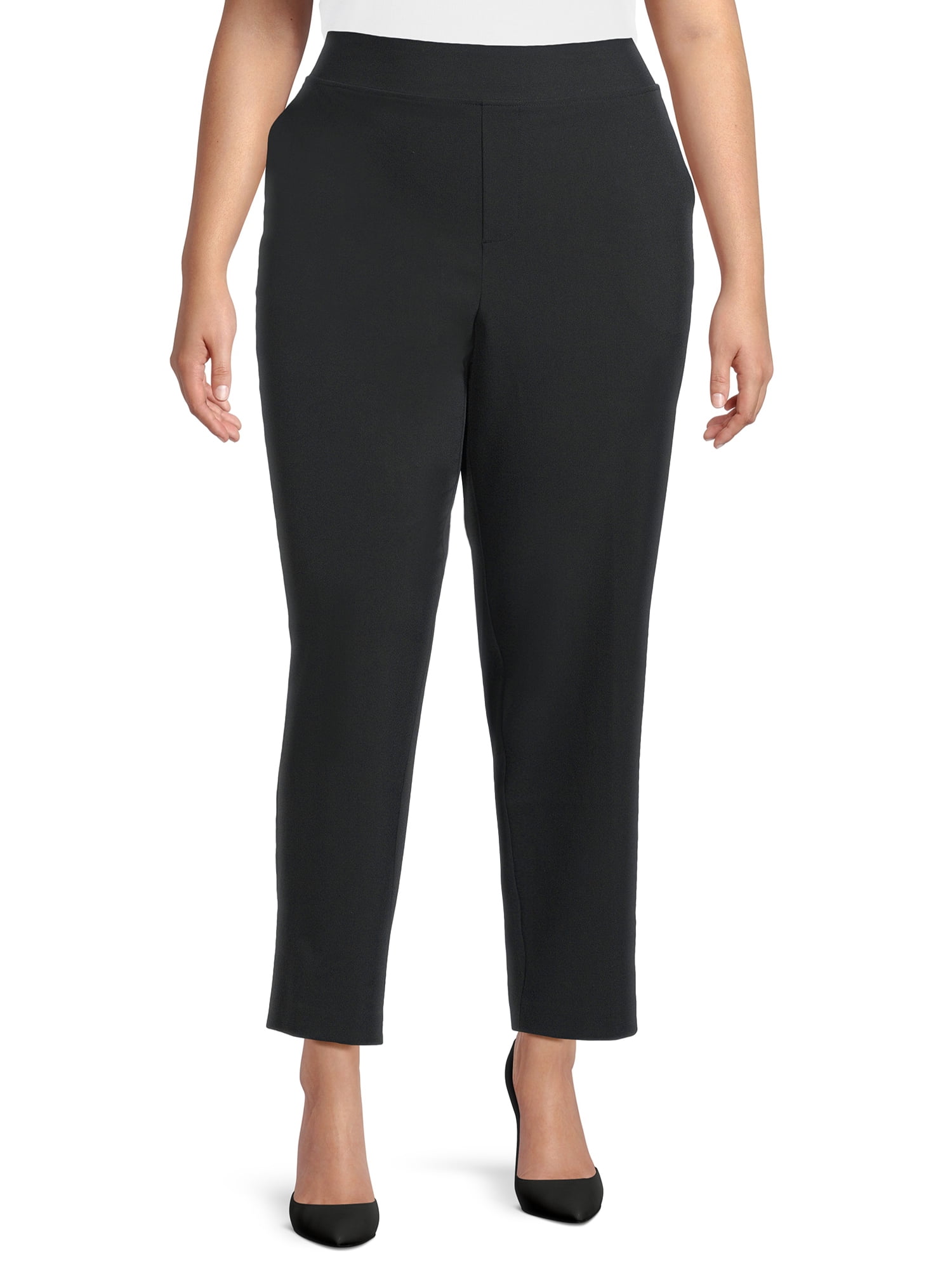 Just My Size Women's Plus Size Tummy Control Pull-On Dress Pants