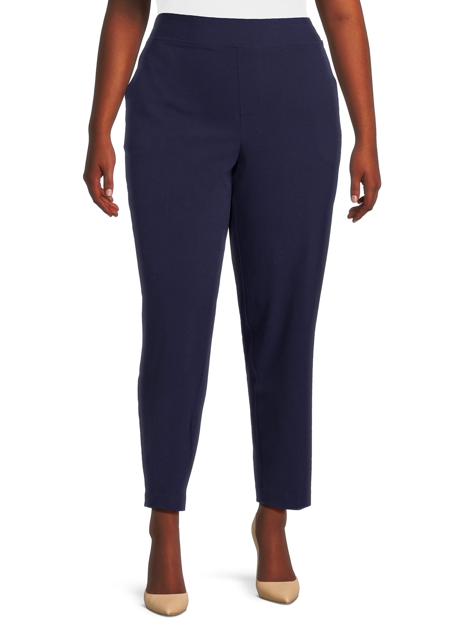 Just My Size Women's Plus Size Tummy Control Pull-On Dress Pants 