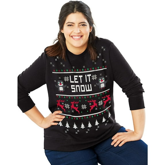 Just My Size Women's Plus Size Ugly Christmas Sweatshirt
