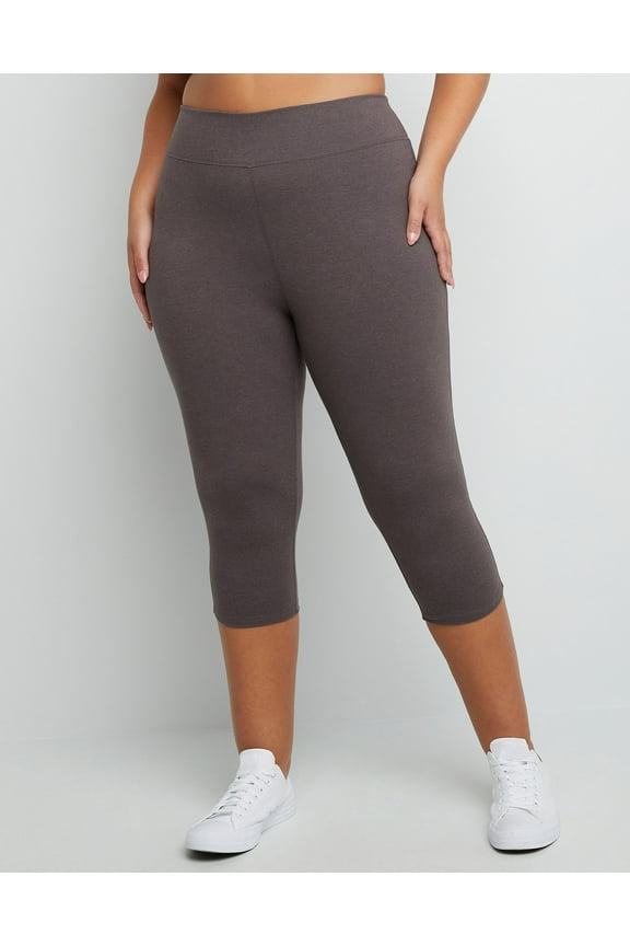 Just My Size Women's Stretch Jersey Capri Leggings, 19.5" (Plus ) Charcoal Heather 3X