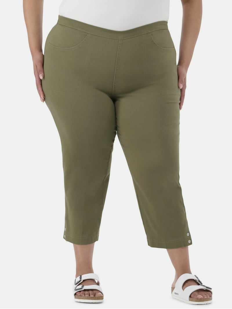 JMS Just My Size by Hanes Women's Plus Snap Hem Pull On Cropped