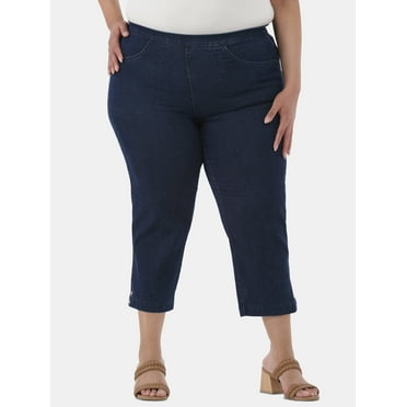 JMS Just My Size by Hanes Women's Plus Snap Hem Pull On Cropped Pants, 23" Inseam, Sizes 0X-4X