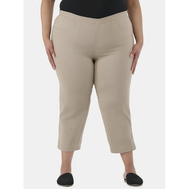 JMS Just My Size by Hanes Women's Plus Snap Hem Pull On Cropped Pants, 23" Inseam, Sizes 0X-4X