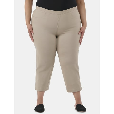 JMS Just My Size by Hanes Women's Plus Snap Hem Pull On Cropped Pants, 23" Inseam, Sizes 0X-4X