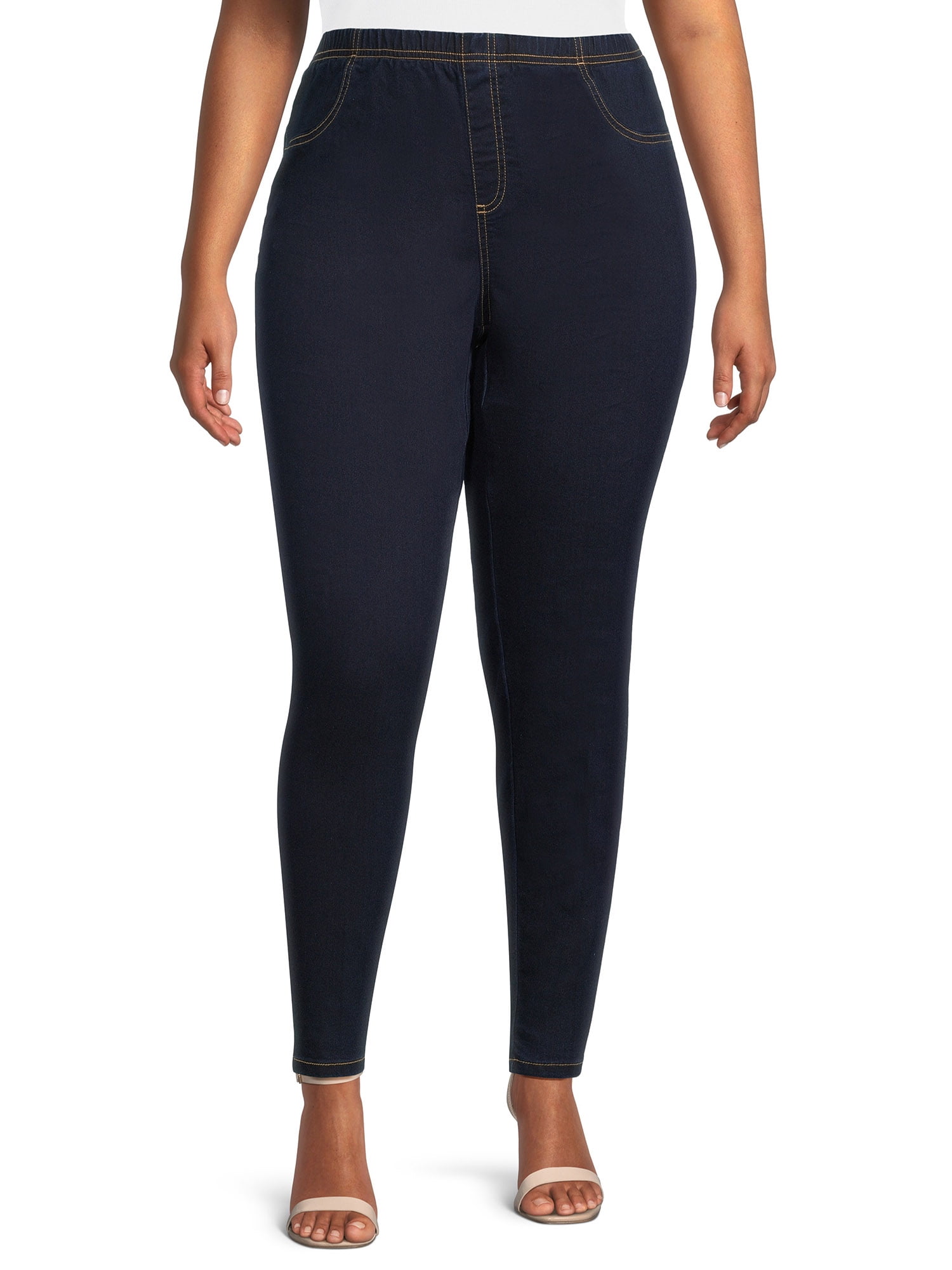 JMS Just My Size by Hanes Women's Plus Size Pull-On Stretch Jeggings, Sizes 0X-4X, Regular and Petite