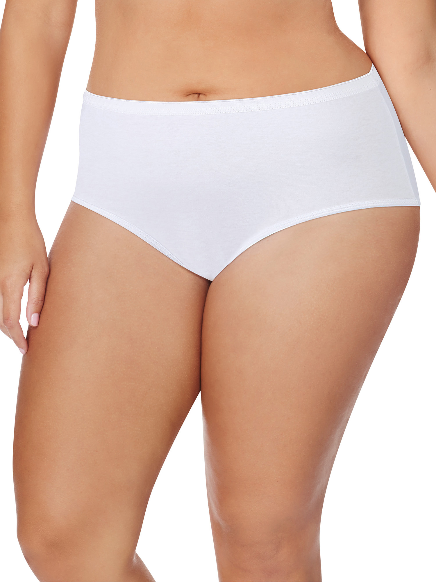 Just My Size Women's Plus Tagless White Cotton Briefs 5-Pack - image 1 of 4