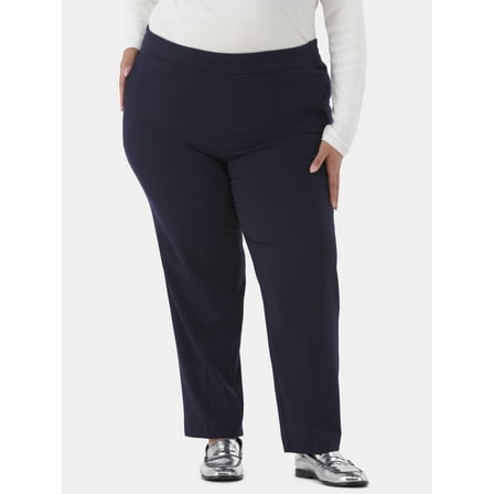 Just My Size by Hanes Women's Plus Tummy Control Dress Pants, Sizes 0X-4X, Regular & Petite