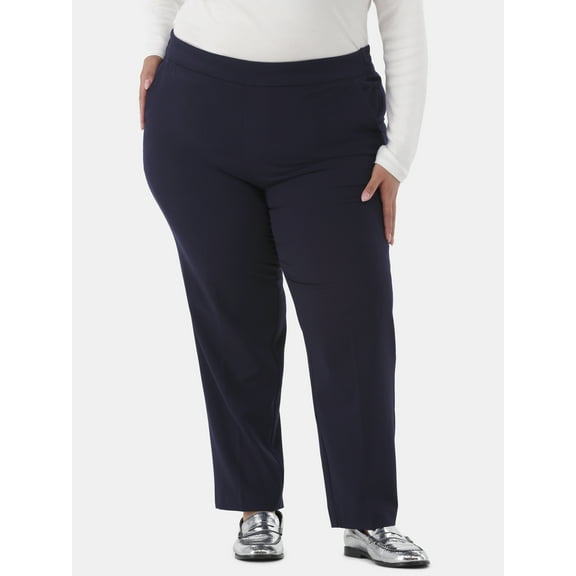JMS Just My Size by Hanes Women's Plus Tummy Control Dress Pants, Sizes 0X-4X, Regular & Petite